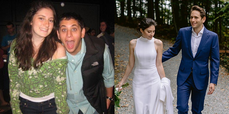 two photos of Coby Lerner and Nadine Zylberberg, one old and one current