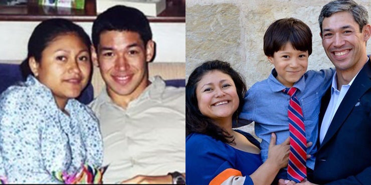 two photos of Ron Nirenberg and Erika Prosper, one old and one current