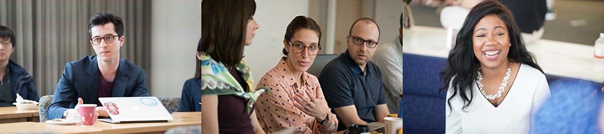 Close ups of three different students in three different photos