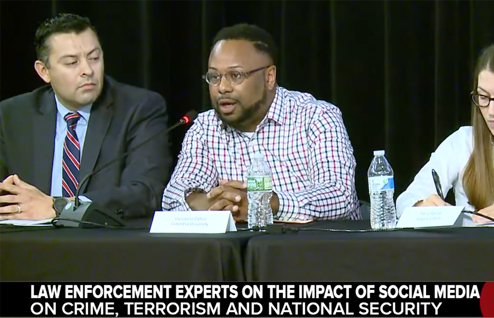 Dr. Desmond Patton speaks at Rutgers Police Institute roundtable.