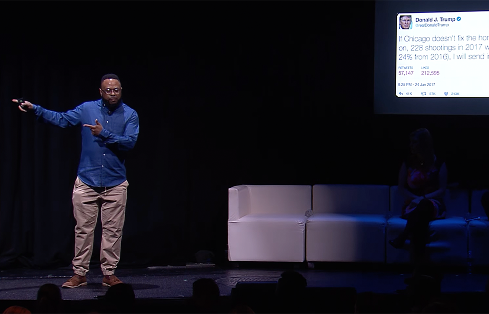 Desmond Upton Patton, Ph.D. giving TED Talk