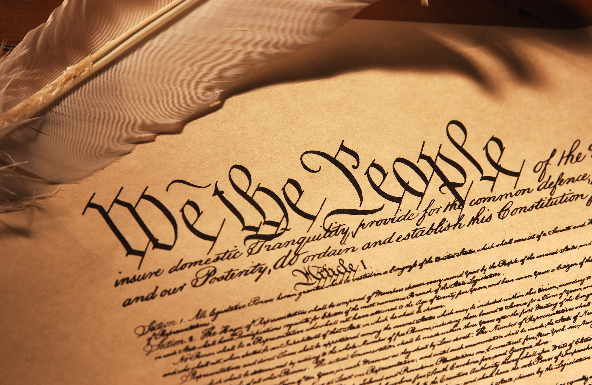 Constitution-1920.png The U.S. Constitution spread out next to a quill pen