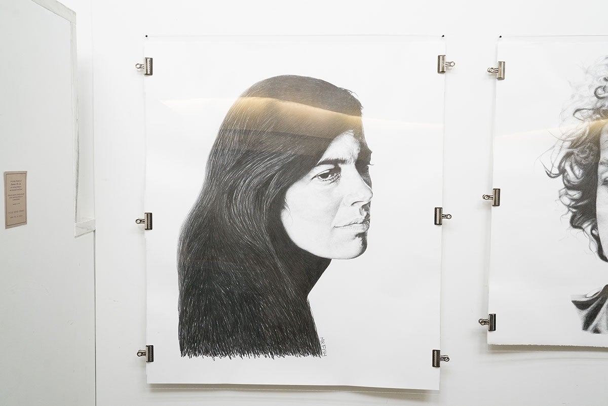 Pencil drawing of Susan Sontag