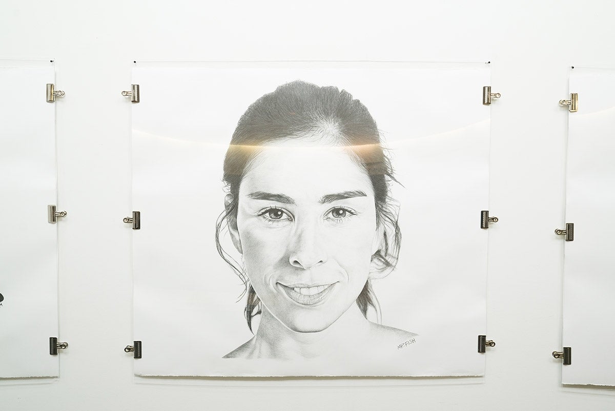 Pencil drawing of comedian Sarah Silverman