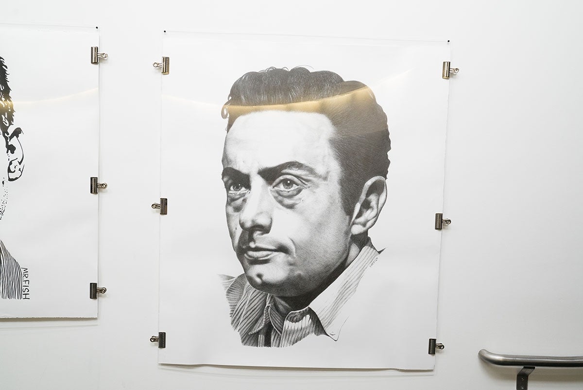 Pencil drawing of comedian Lenny Bruce