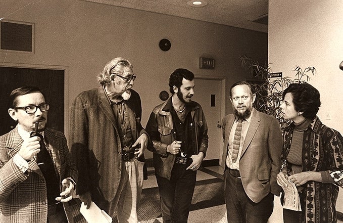 Photo of aa group of Annenberg faculty circa 1974