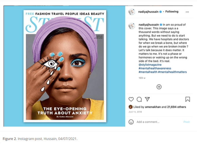 screenshot of an Instagram Post by Nadiya Hussain showing her on the cover of a magazine