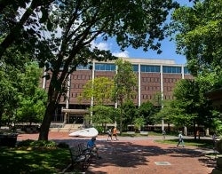 Van Pelt Dietrich Library 700 x 550.jpg Van Pelt-Dietrich library exterior with trees and blue sky