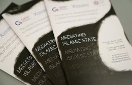 three programs from the Mediating Islamic State symposium are displayed in a fan style