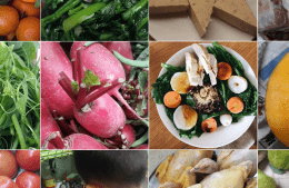 Tiled images of various types of Vietnamese food