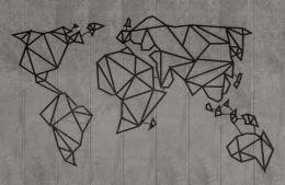 black geometric style world map on gray background, photo credit marjan_blan / Unsplash