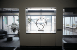 metal spiral sculpture in Annenberg School's front lobby