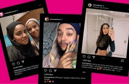 Screenshot of Instagram posts from Nadiya Hussain (@nadiyajhussain), Harnaam Kaur (@harnaamkaur), and Amena Khan (@amenakhan)