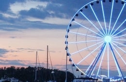 Image of sunset and ferris wheel