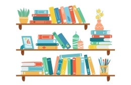 Cartoon illustration of a bookshelf