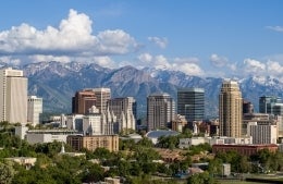 The city skyline of Denver, Colorado during a sunny day