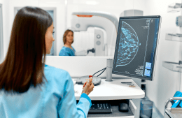 In the hospital, the patient undergoes a screening procedure for a mammogram
