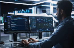 person coding on desktop computer