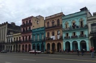 A row of colorful houses in Havana, Cuba
