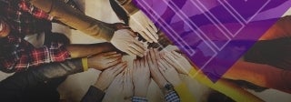 Many hands together in a circle, showing community and teamwork, photo credit Rawpixel.com / Shutterstock