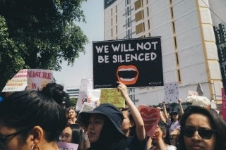 We Will Not Be Silenced sign at Women's March 2019, Kuala Lumpur