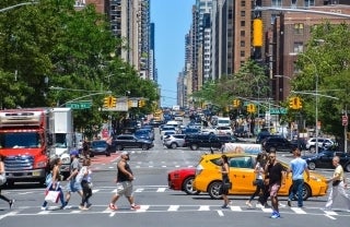 Jeremy Bezanger on Unsplash, people walking in a crosswalk in New York City