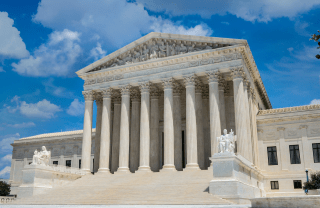 The front facade of the U.S. Supreme Court building in Washington, D.C.