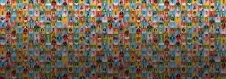 Many small headshots of people on colorful backgrounds 