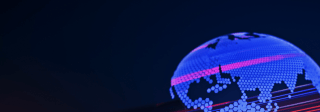 Abstract illustration of a blue and pink globe