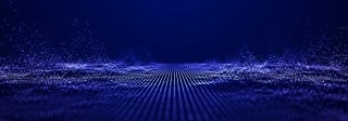 Field of purple and blue geometric pattern on dark blue background.