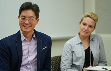Andy Tan Lauren Bridges 360 x 230.jpg Andy Tan and Lauren Bridges seated