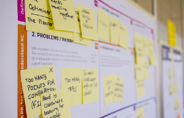 experimental design and analysis Photo Credit Daria Neprikhina on Unsplash 360 x 230 crop.png Board with numerous yellow sticky notes that have been written on, Photo Credit: Daria Neprikhina / Unsplash