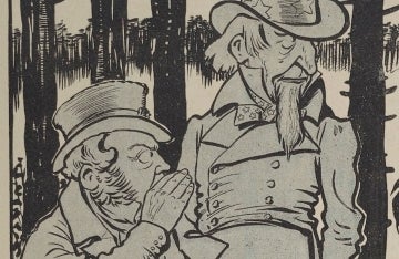 Detail from Caran d’Ache, “Au coin du bois,” Psst...!, no. 16, May 21, 1898 (Lorraine Beitler Collection of the Dreyfus Affair)