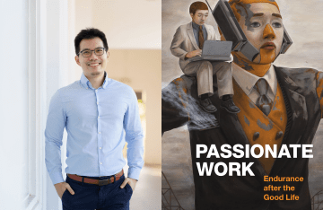 Left: Dr. Renyi Hong; Right: Passionate Work: Endurance After the Good Life book cover