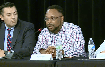 Desmond Patton speaking on a panel