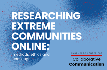 Graphic with event title listed, "Researching Extreme Communities Online"