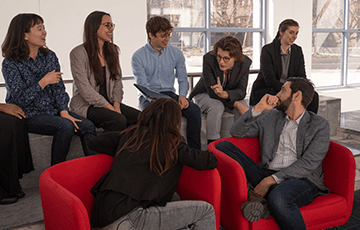 Students sitting together and having a discussion