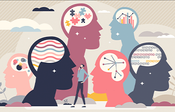 Abstract image of head silhouette's that imply thinking