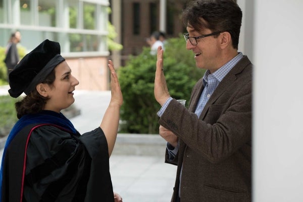 Nour Halabi high fiving Victor Pickard