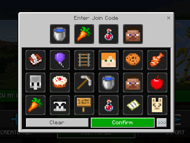 screenshot of icons on Minecraft