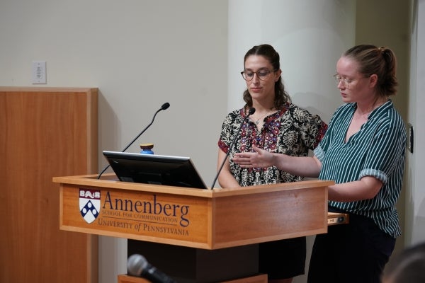 Celeste Wagner and Maria Kanitz presenting