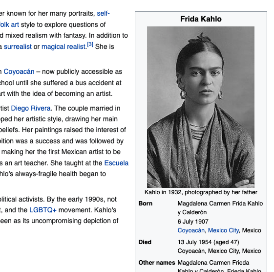 Example of an infobox on Wikipedia