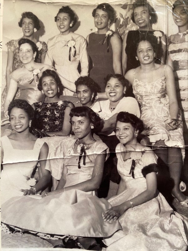 Mary Andrews' great aunt Helen in a group shot of women in her class at Hampton University