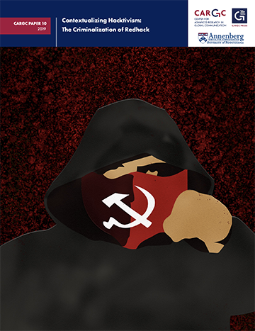 Cover that shows man in a black hoodie with Soviet symbol over face