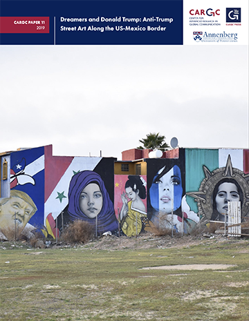 Cover that shows murals along the US-Mexico border