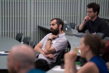 people in audience listening