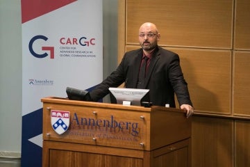 Professor Marwan Kraidy speaks at a CARGC symposium