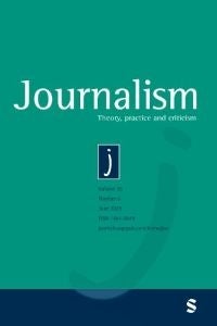 Journalism journal cover with title on green background